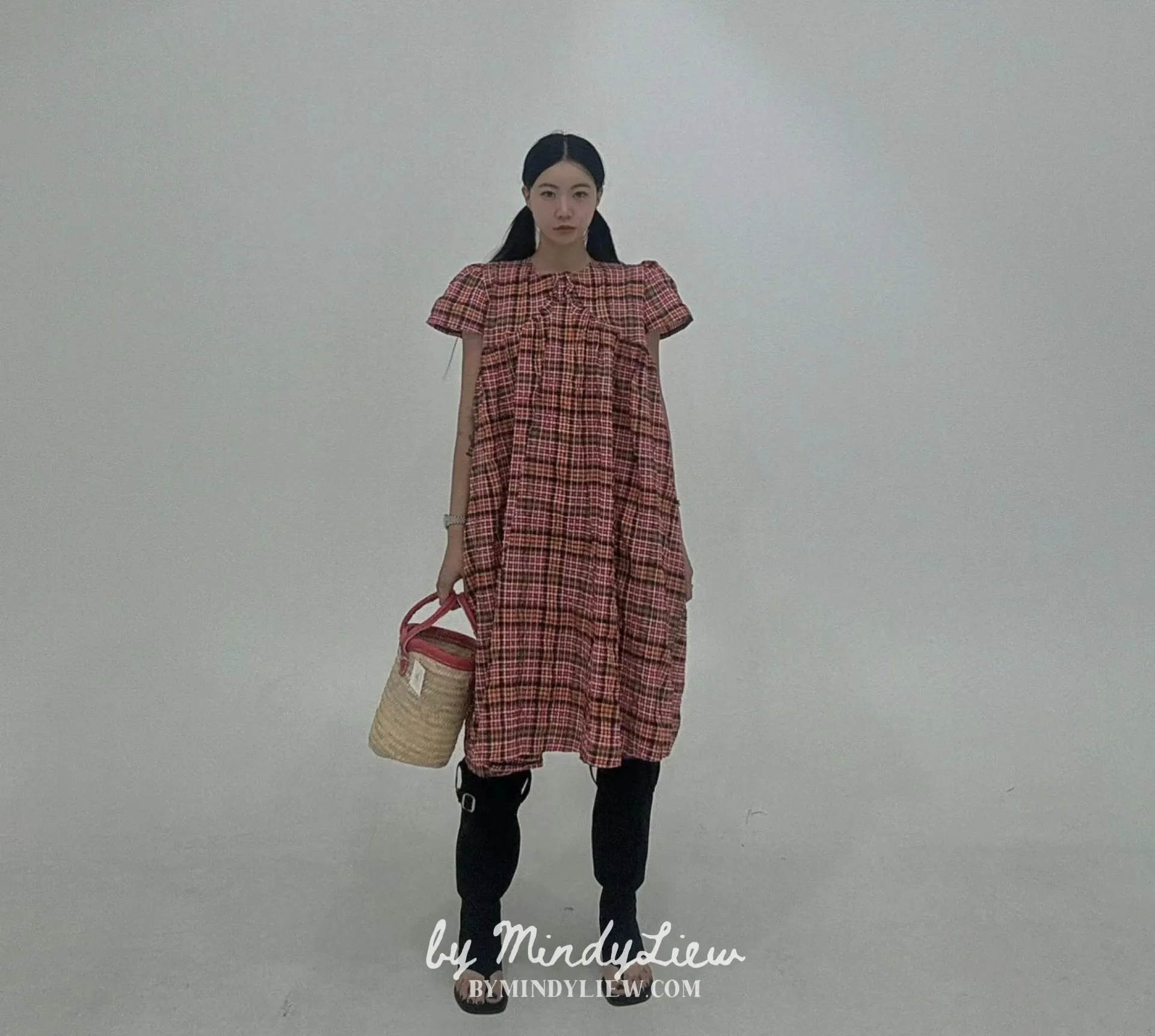 ML24609 Elegant Checked Dress