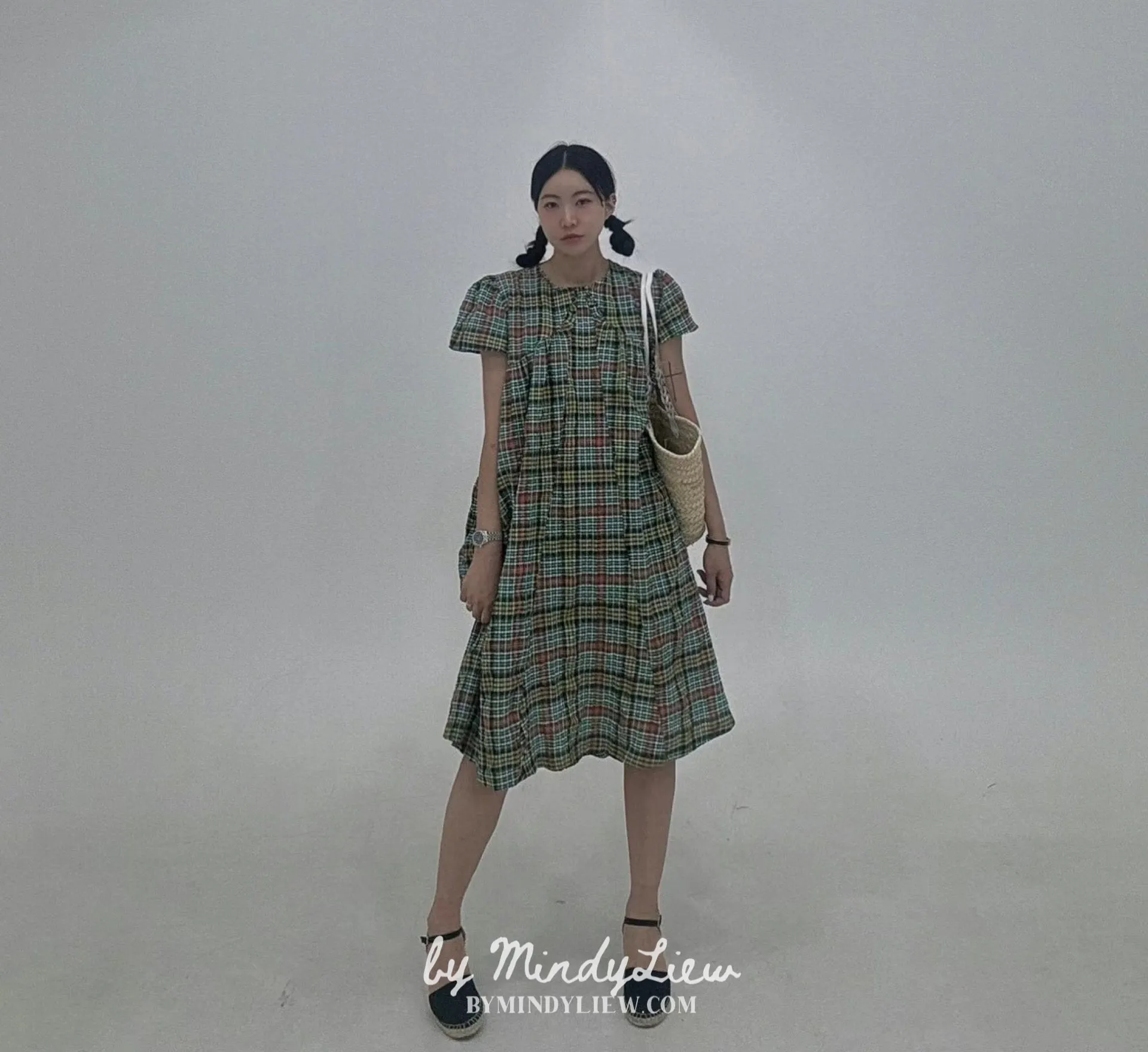 ML24609 Elegant Checked Dress