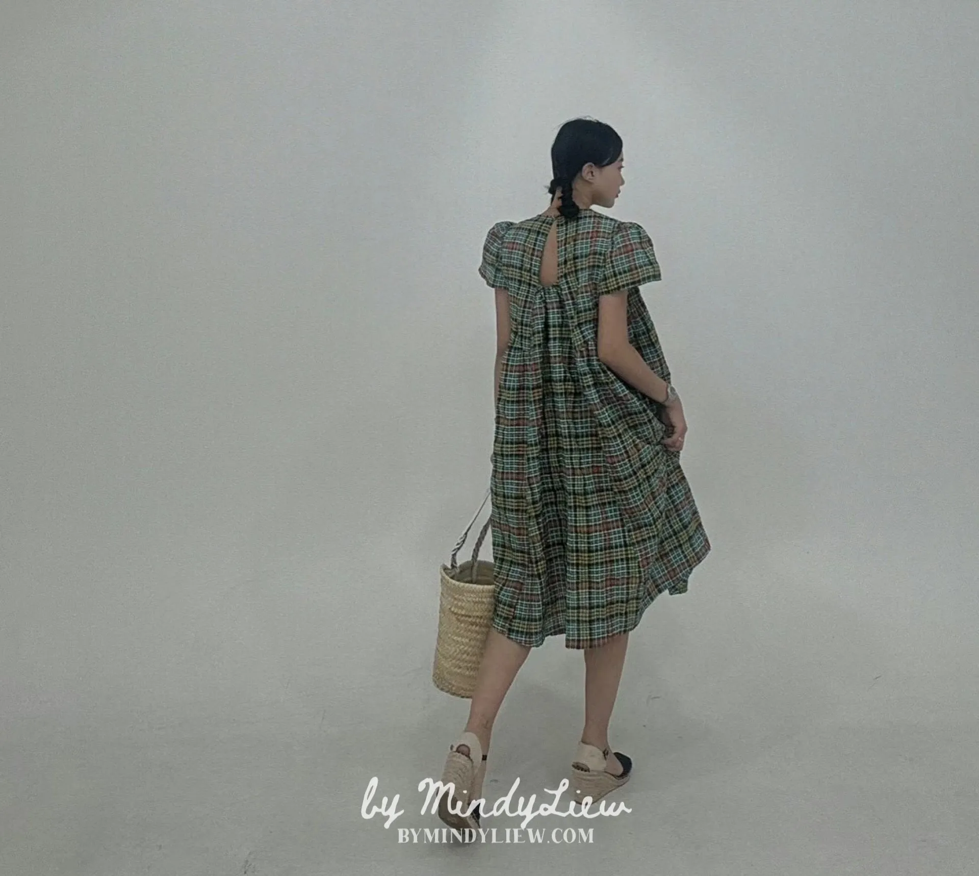 ML24609 Elegant Checked Dress