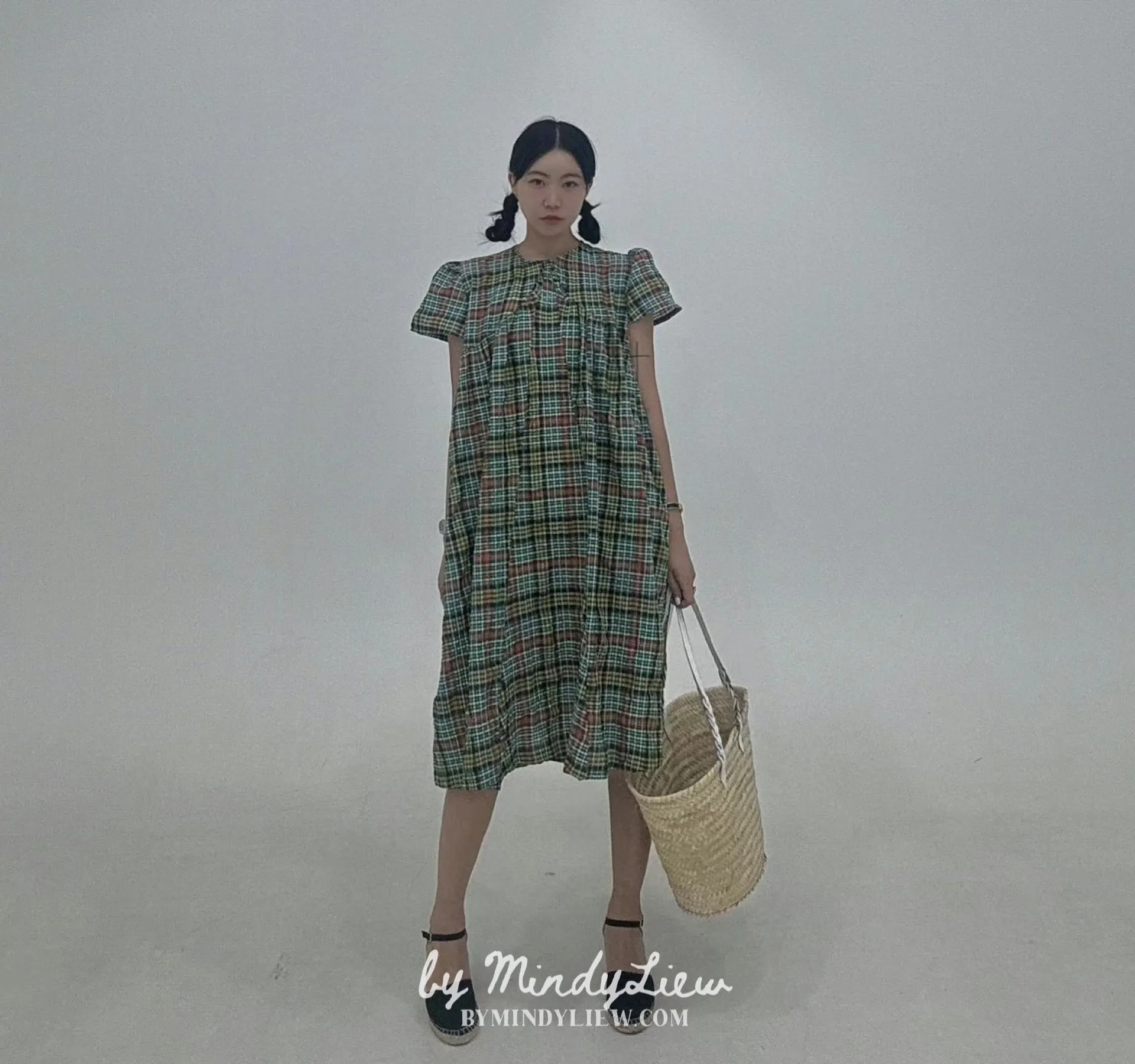 ML24609 Elegant Checked Dress