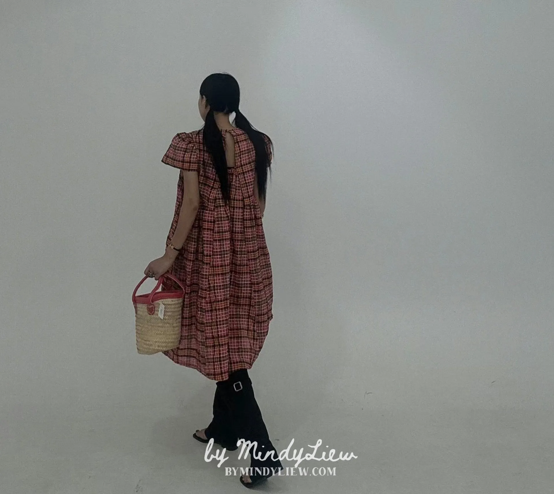 ML24609 Elegant Checked Dress