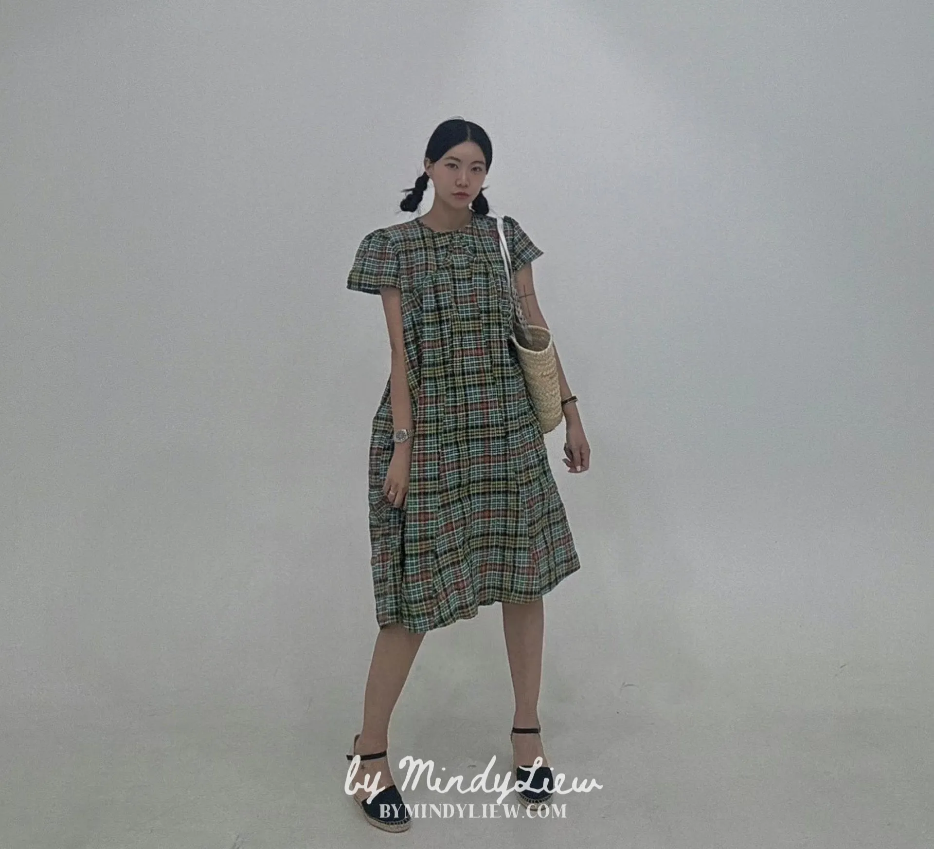 ML24609 Elegant Checked Dress
