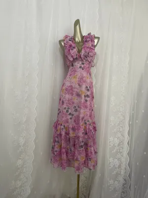 New floral dress summer ruffle holiday dress      S5466