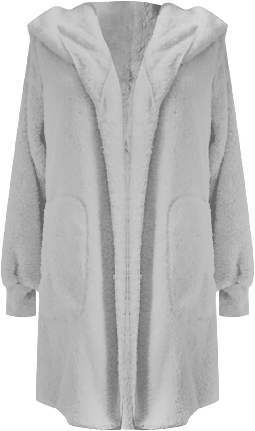 Oversized Warm Winter Coats Plus Size Warm Coat Lapel Double-Breasted Daily Outercoat with Flufff Coat with Pockets