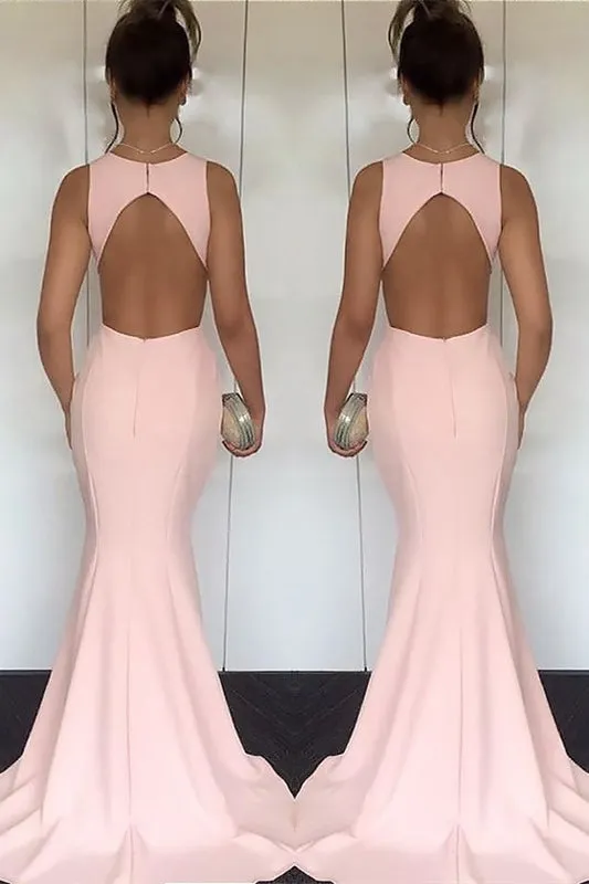 Pink Mermaid Long Evening Dress