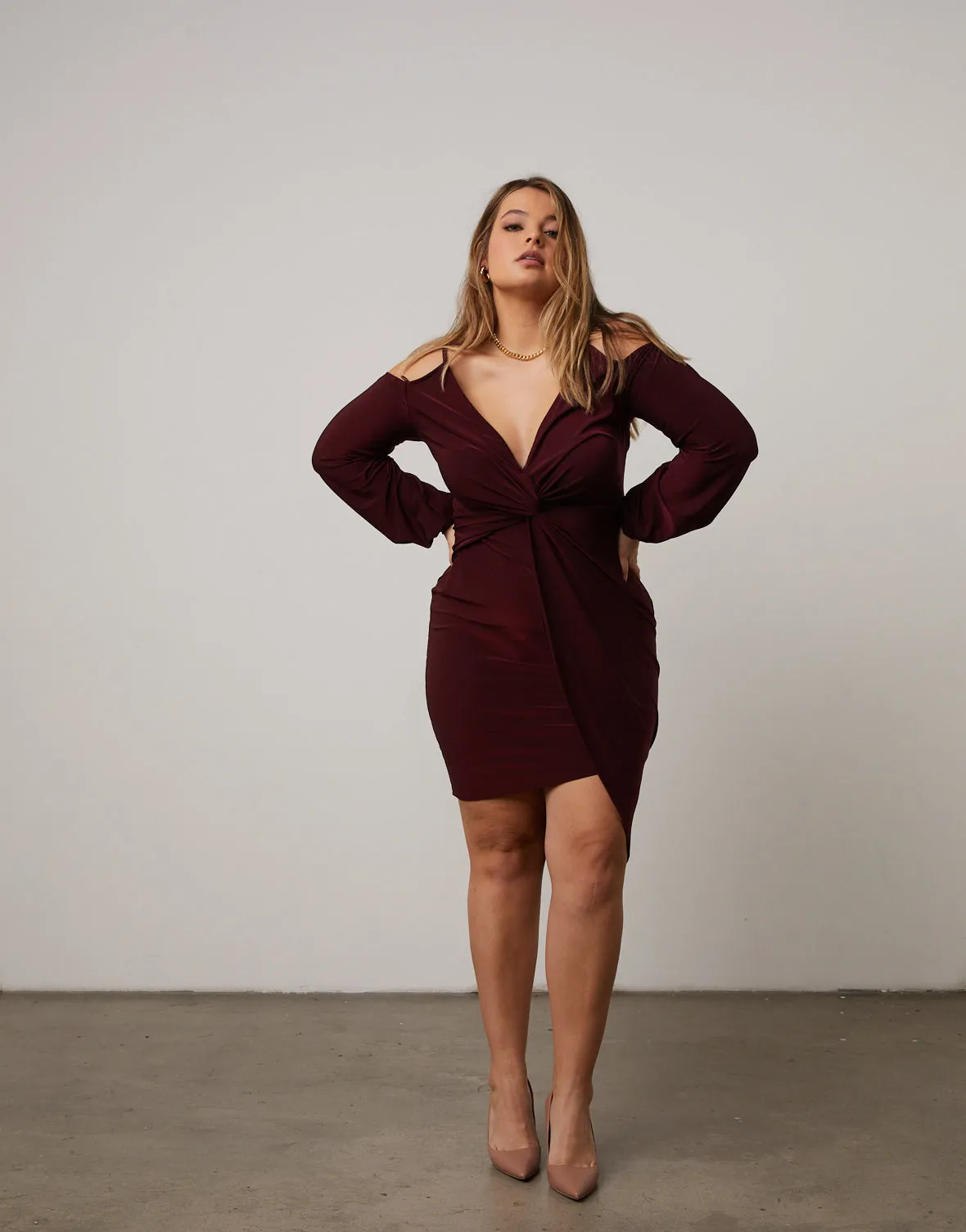 Plus Size Cold Shoulder Twist Dress