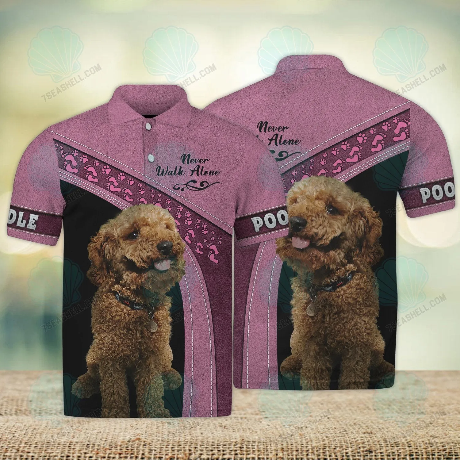 Poodle Love Pink Never Walk Alone 3D Full Print Shirts, Perfect Shirt for Labrador Retriever Dog Lovers