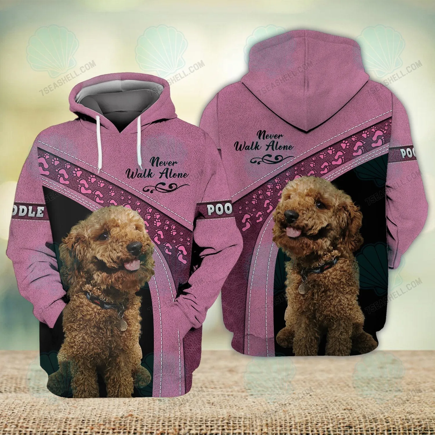 Poodle Love Pink Never Walk Alone 3D Full Print Shirts, Perfect Shirt for Labrador Retriever Dog Lovers