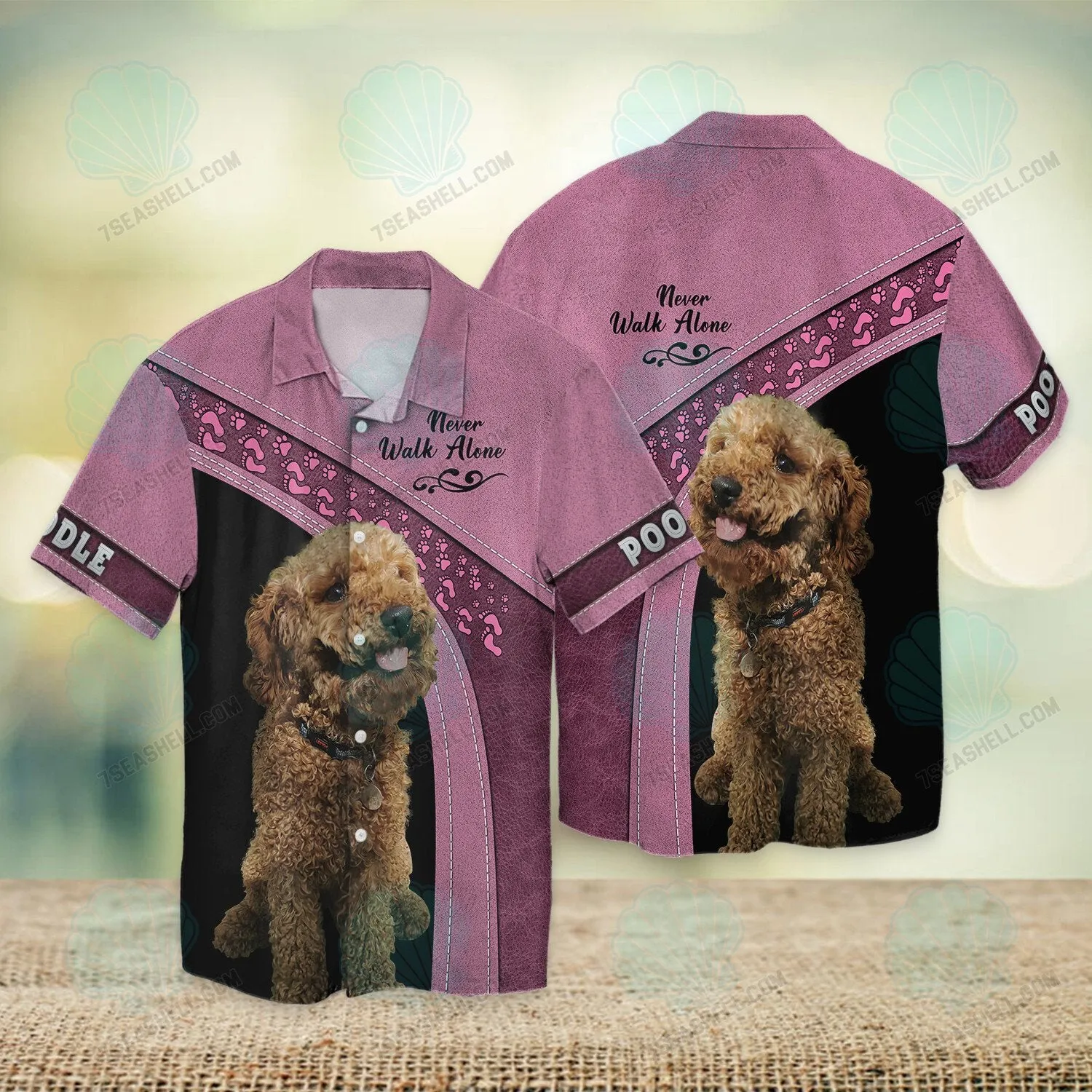 Poodle Love Pink Never Walk Alone 3D Full Print Shirts, Perfect Shirt for Labrador Retriever Dog Lovers