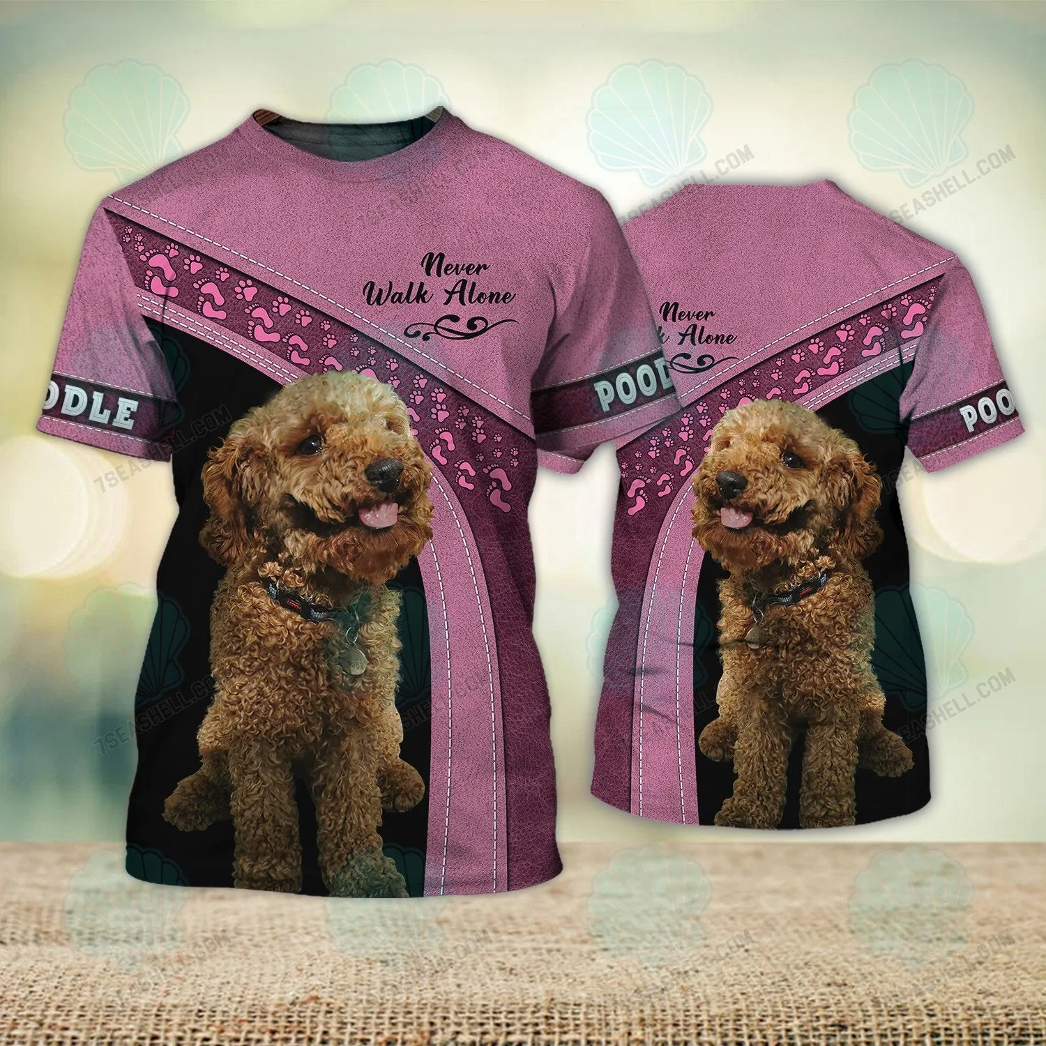 Poodle Love Pink Never Walk Alone 3D Full Print Shirts, Perfect Shirt for Labrador Retriever Dog Lovers