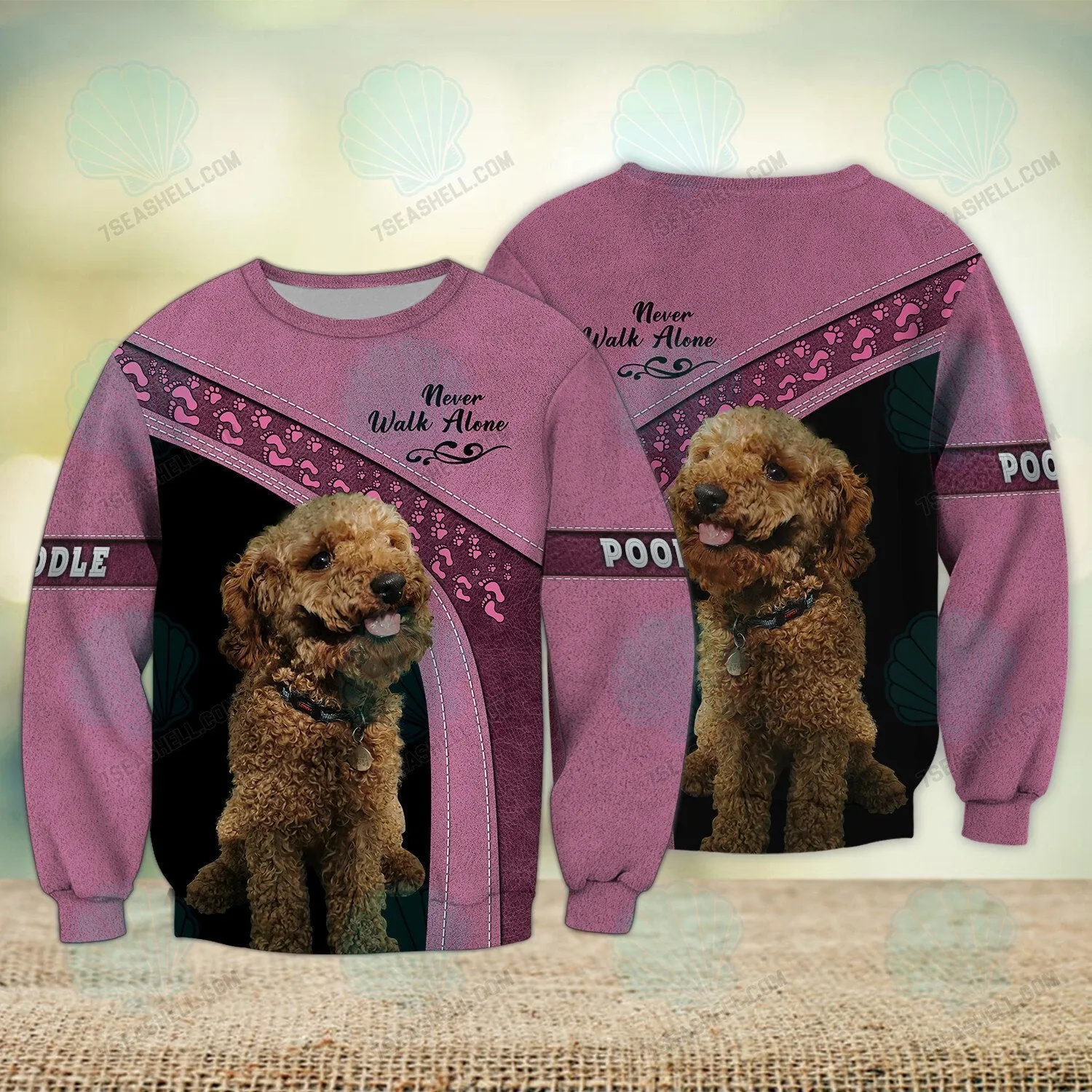 Poodle Love Pink Never Walk Alone 3D Full Print Shirts, Perfect Shirt for Labrador Retriever Dog Lovers