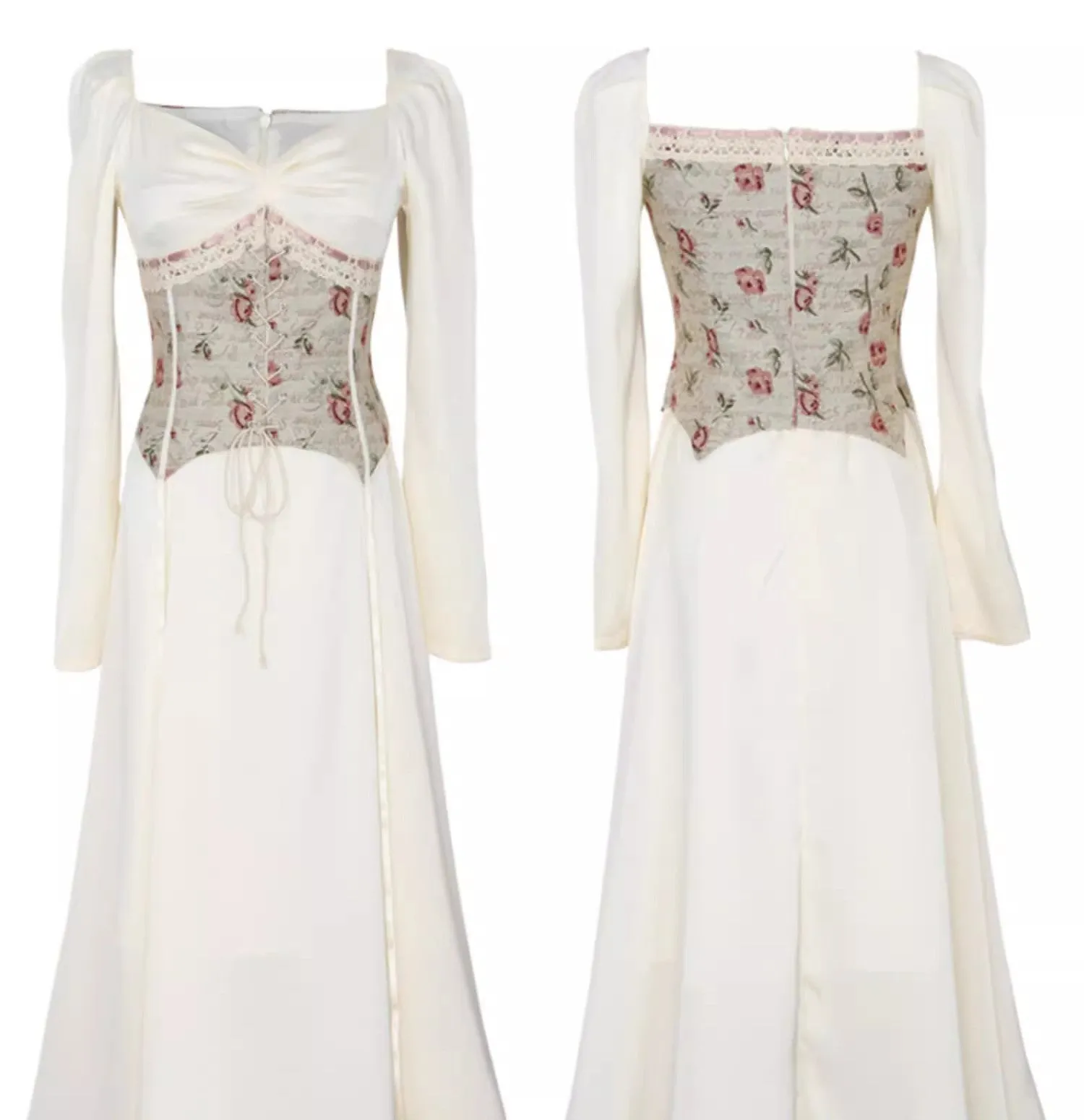 Retro 30s Lace up Corset Dress