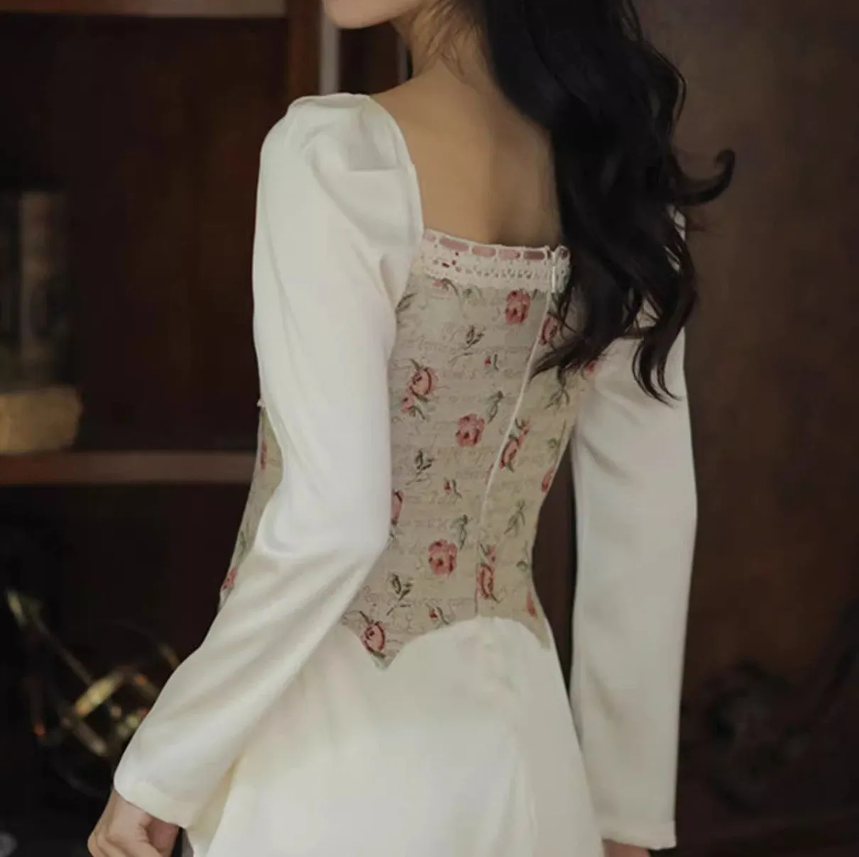Retro 30s Lace up Corset Dress