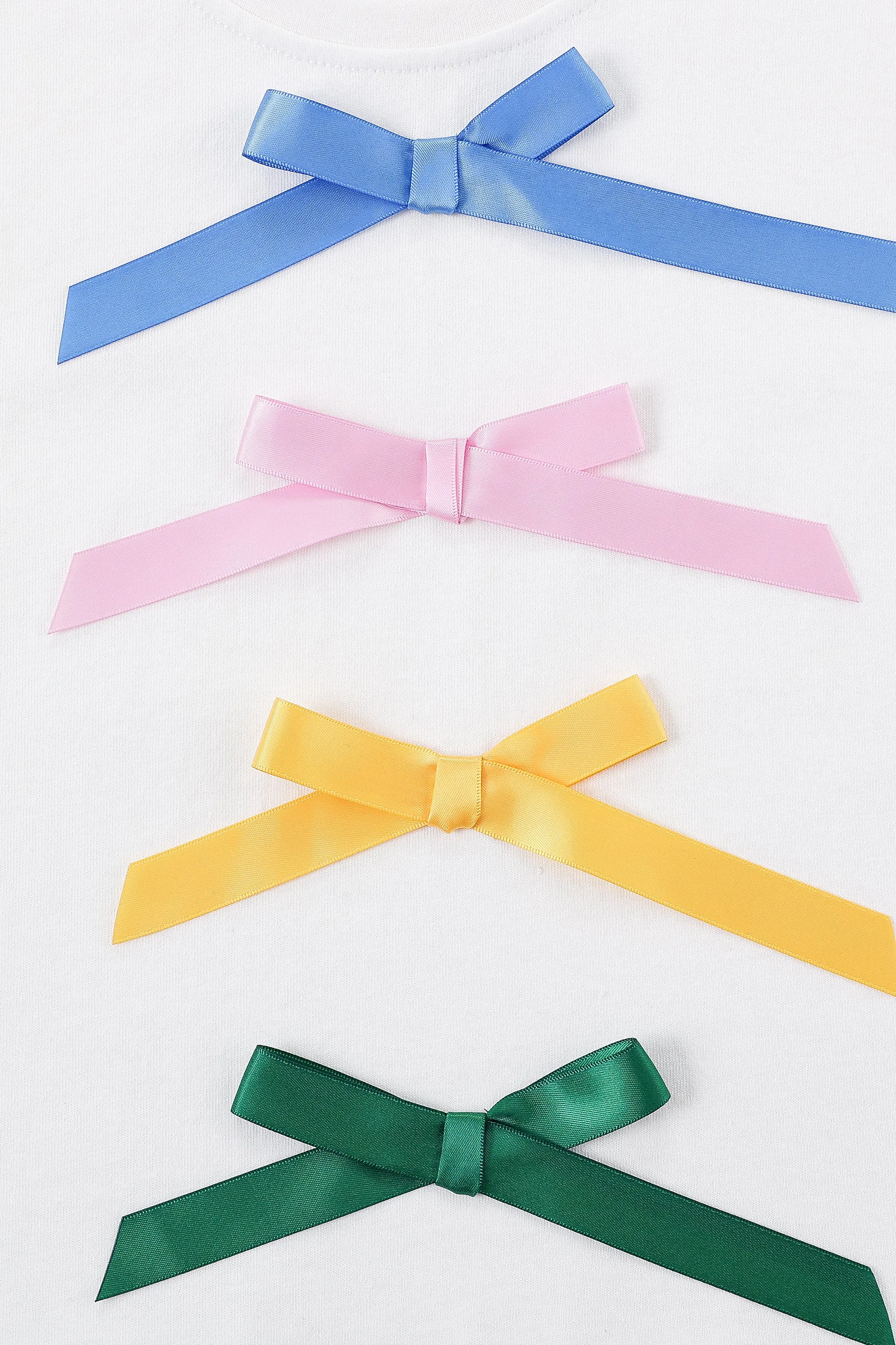 Satin Bow Crop Tommy Tee White