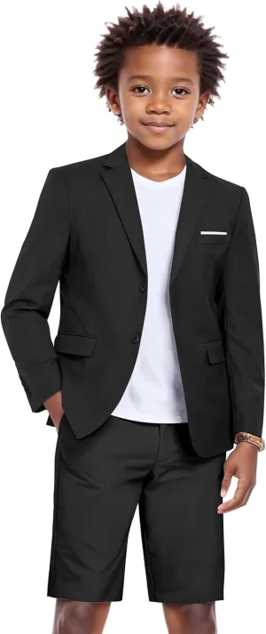 Shorts Suit for Boys 2 Piece Slim Fit Summer Suit Kids Tuxedos Toddler Dress Clothes Blazer and Shorts Set for Beach Wedding