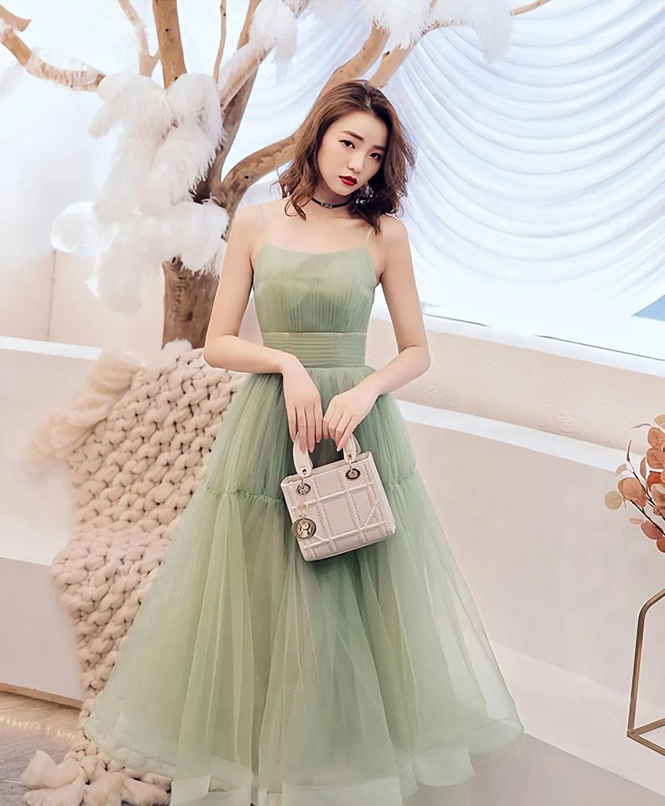 Simple Green Tulle Short Prom Dress Green Tulle Homecoming Dress