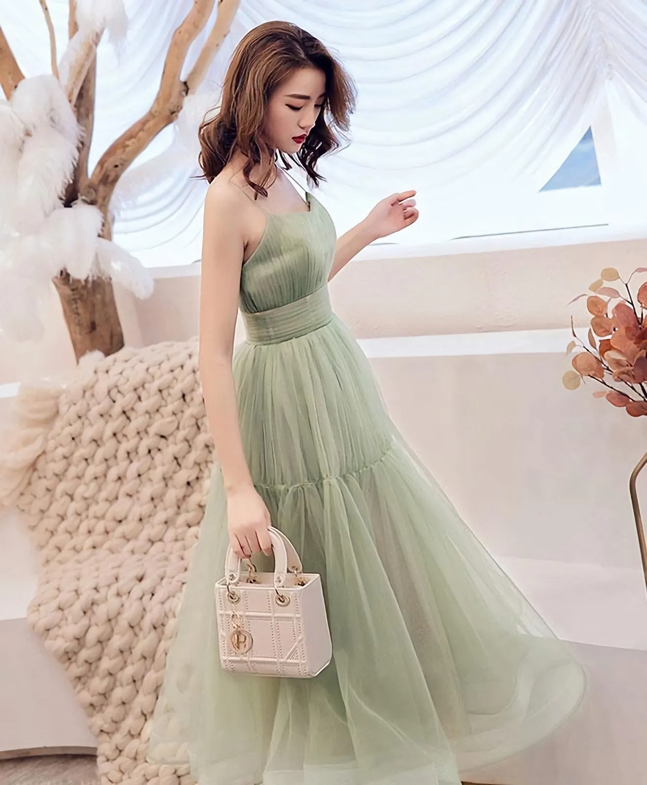 Simple Green Tulle Short Prom Dress Green Tulle Homecoming Dress