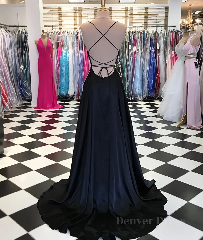 Simple satin long prom dress long evening dress