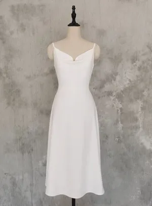 Simple White Spaghetti Straps Short Wedding Dress
