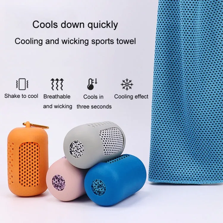 Sports Towel Set Travel Portable Quick Dry Cold Feeling Towel With Silicone Sleeve Storage Bag, Size: 30x80cm(Grey)