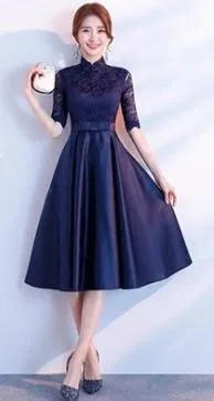 Spring New Long Sleeves Bridesmaid Evening Dress