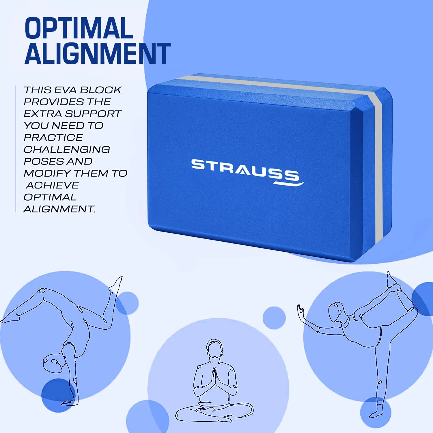 Strauss Yoga Block, (Blue/Grey) and Yoga Block, (Blue/Grey)