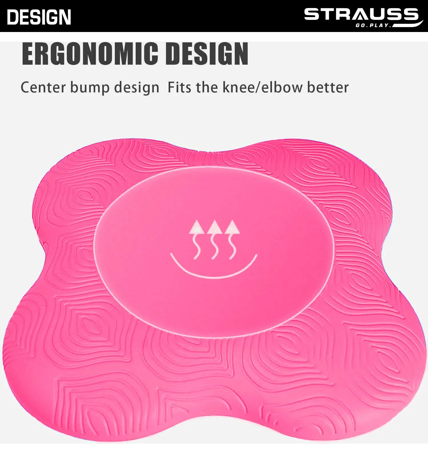 Strauss Yoga Knee & Elbow Cushion Pad | Support for Knees,Hands,Wrists,Elbows | Ideal For Planks,Push-ups,Yoga,Meditation,Pilates & Workout| Padding for Joint Protection and Stability |Set of 2,(Pink)