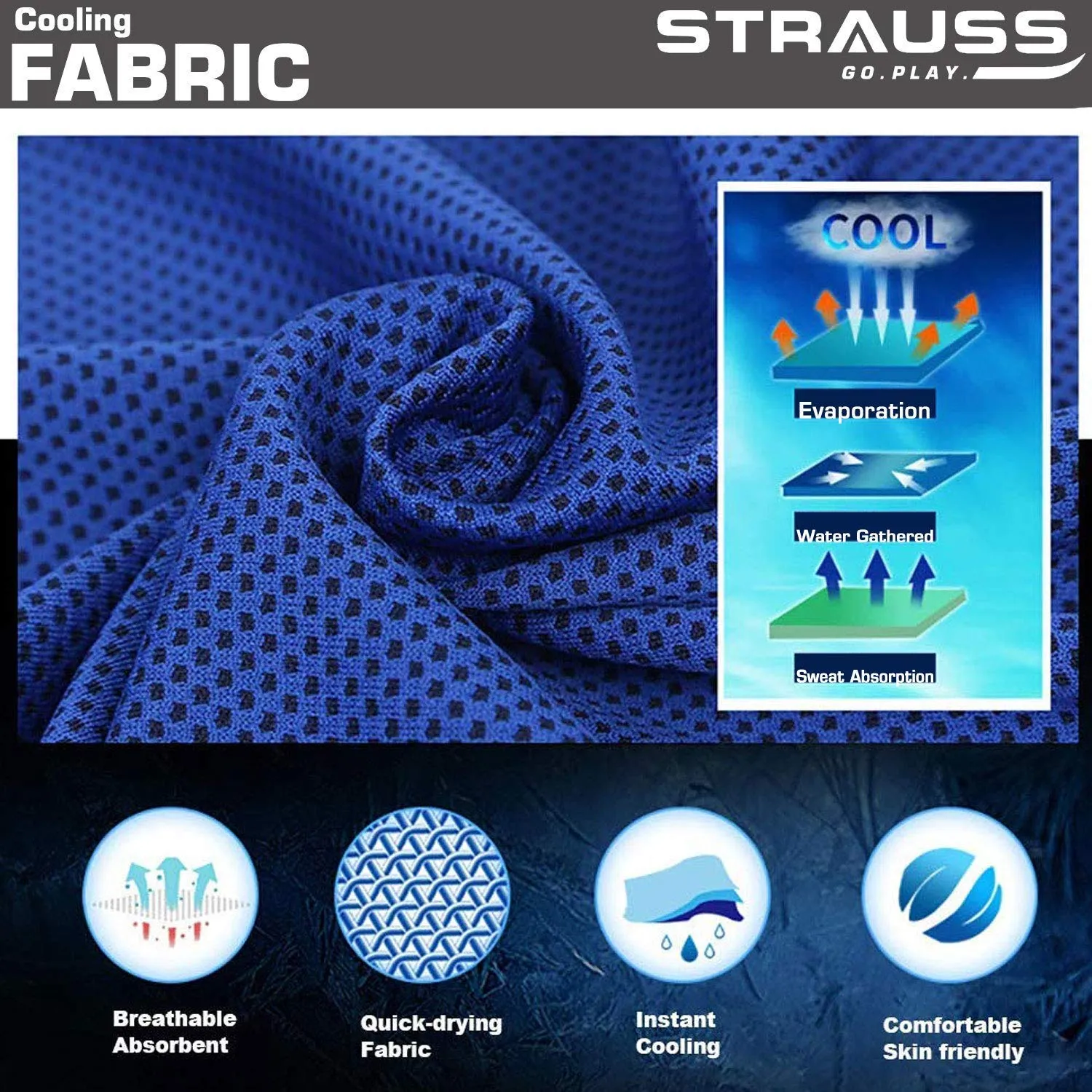 Strauss Yoga Mat 6MM,(Floral Blue), Yoga Block (Purple), Pair, Anti-Microbial Sports Cooling Towel(Blue) and Yoga Belt, 8 Feet, (Blue)
