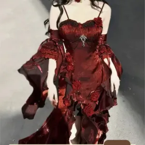 TAVIMART  -  Hepburn Style Rose Sling Dress Fishtail Skirt