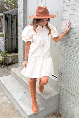 TCEC- I'm Pleated To Meet You Dress-Off White