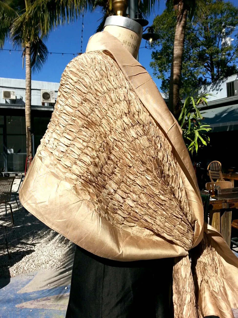 Thai Silk Taffeta Opera Shawl Champagne