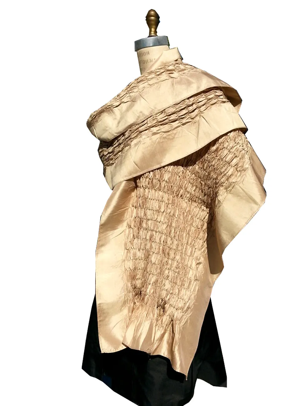 Thai Silk Taffeta Opera Shawl Champagne