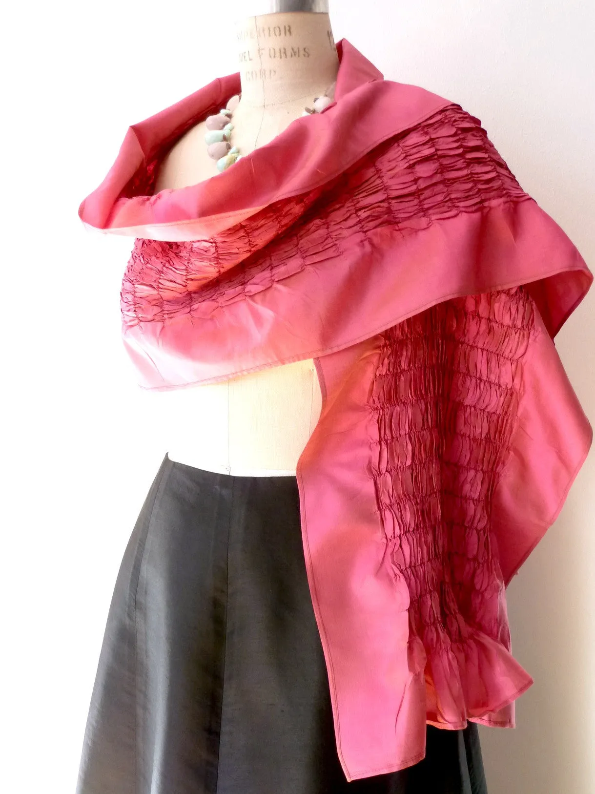 Thai Silk Taffeta Opera Shawl Sand Pink