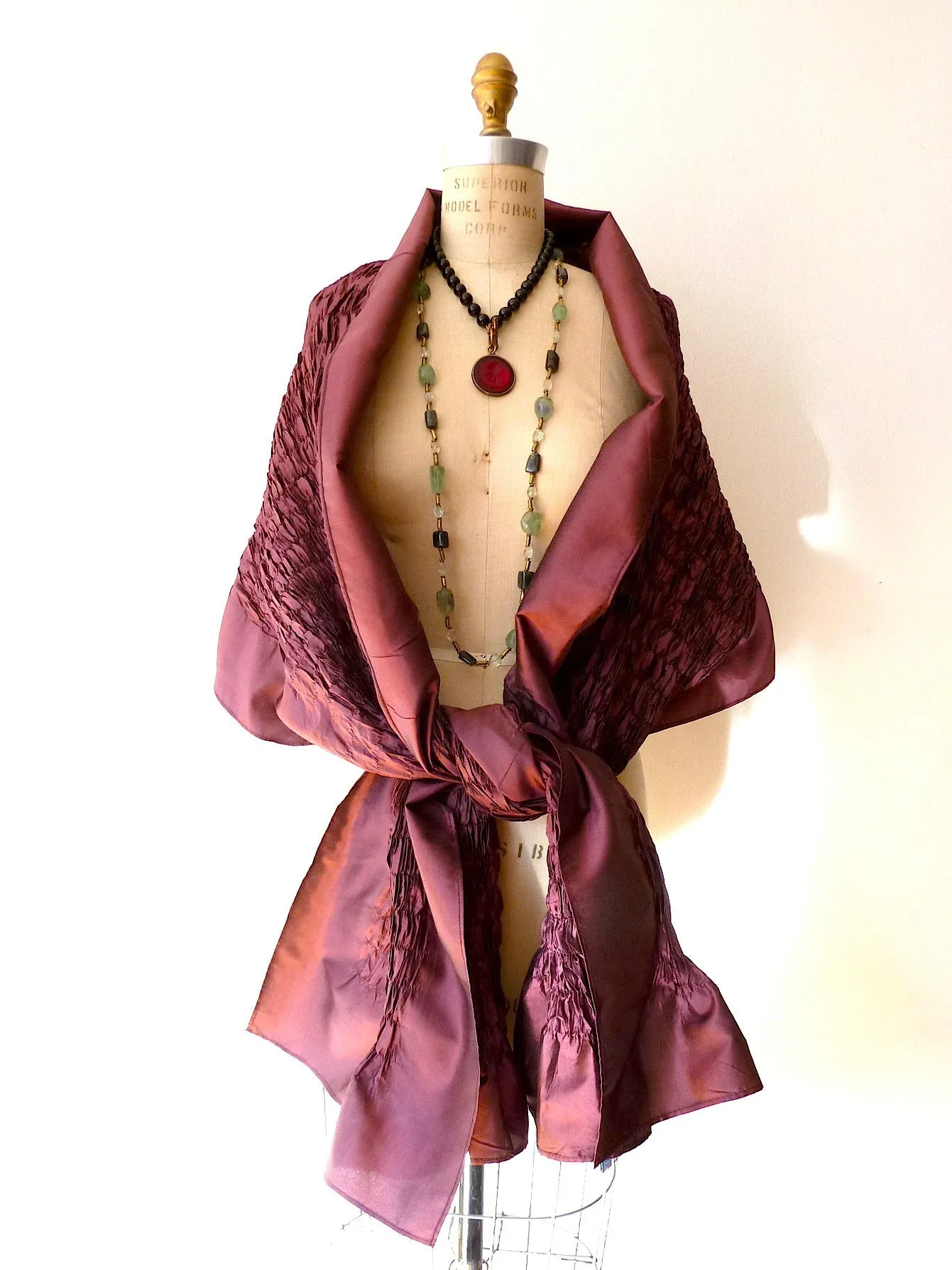 Thai Silk Taffeta Opera Shawl Sand Pink