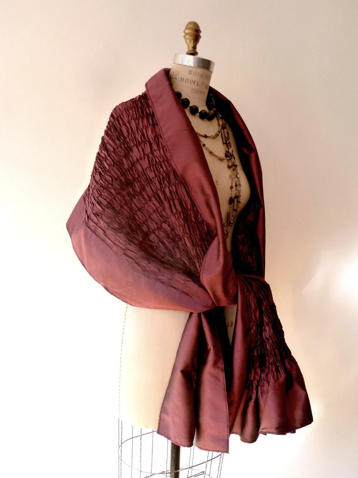 Thai Silk Taffeta Opera Shawl Sand Pink