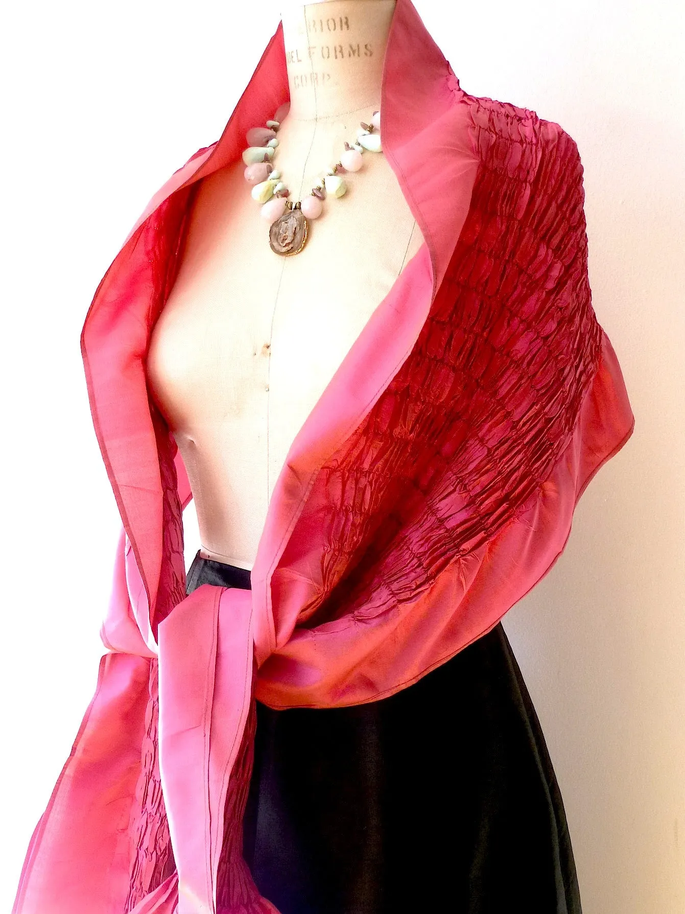 Thai Silk Taffeta Opera Shawl Sand Pink