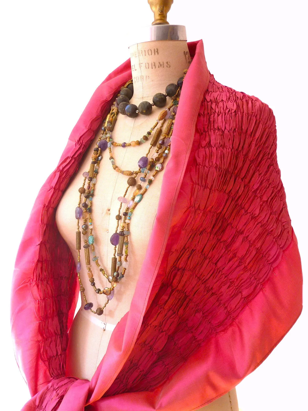 Thai Silk Taffeta Opera Shawl Sand Pink