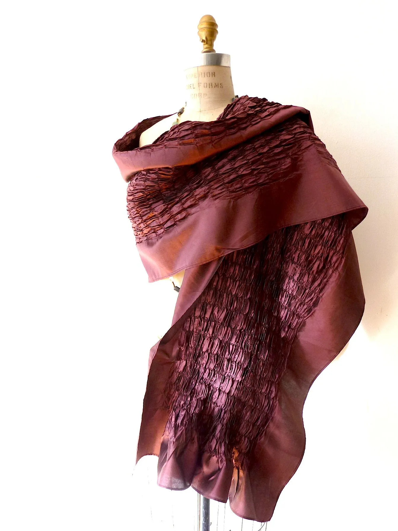 Thai Silk Taffeta Opera Shawl Sand Pink