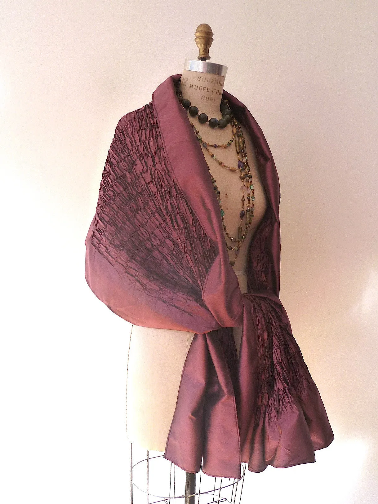 Thai Silk Taffeta Opera Shawl Sand Pink