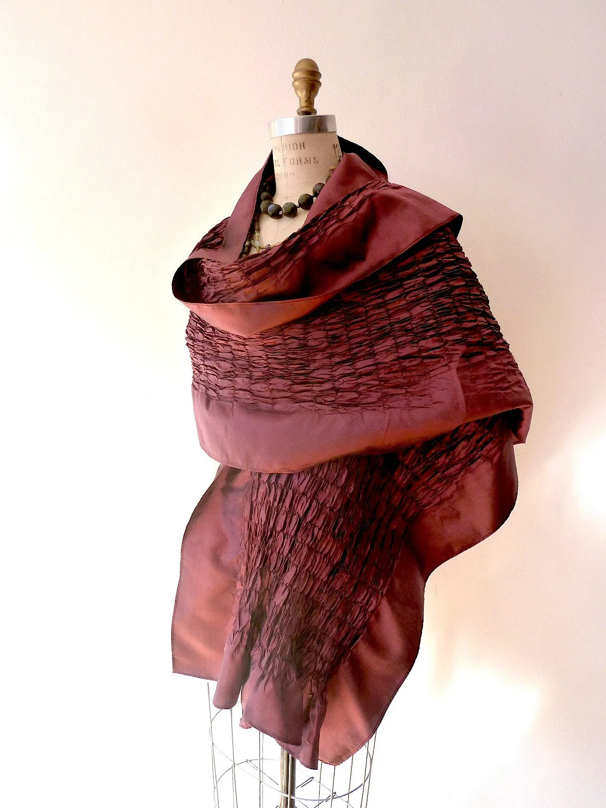 Thai Silk Taffeta Opera Shawl Sand Pink