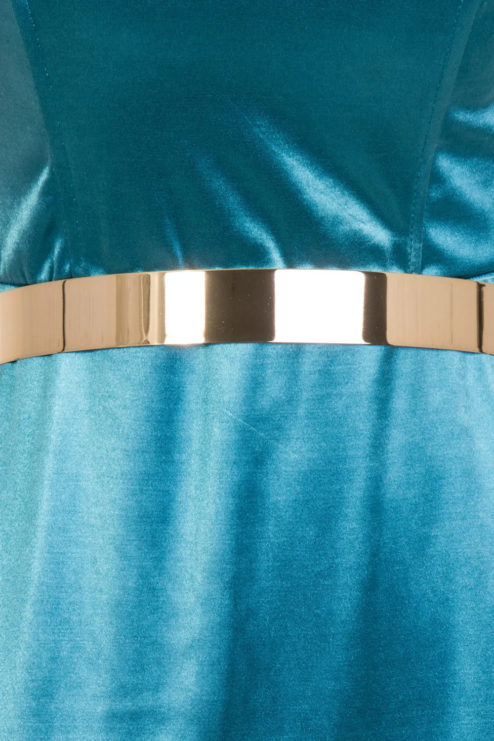 Versace Turquoise Gold Belted Slinky Satin Thigh Slit Maxi Dress