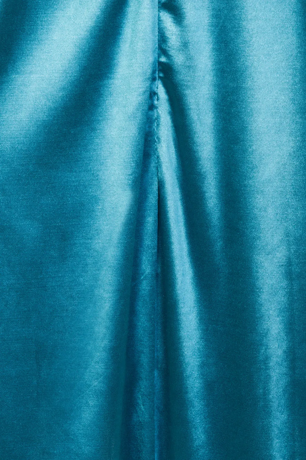 Versace Turquoise Gold Belted Slinky Satin Thigh Slit Maxi Dress