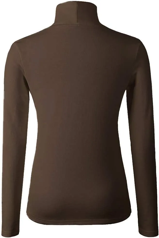Women's Basic Turtleneck Long Sleeve T-Shirt Plain Fitted Slim Cotton Tops
