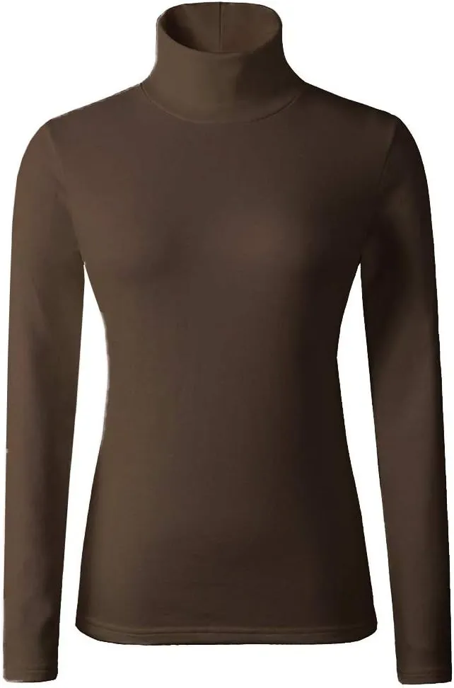Women's Basic Turtleneck Long Sleeve T-Shirt Plain Fitted Slim Cotton Tops