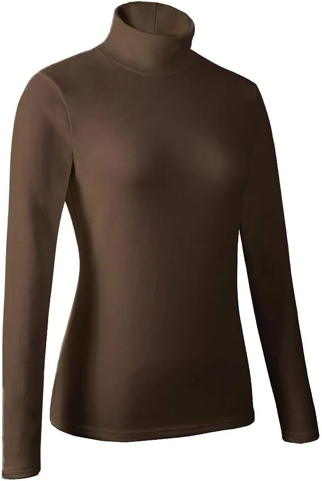 Women's Basic Turtleneck Long Sleeve T-Shirt Plain Fitted Slim Cotton Tops
