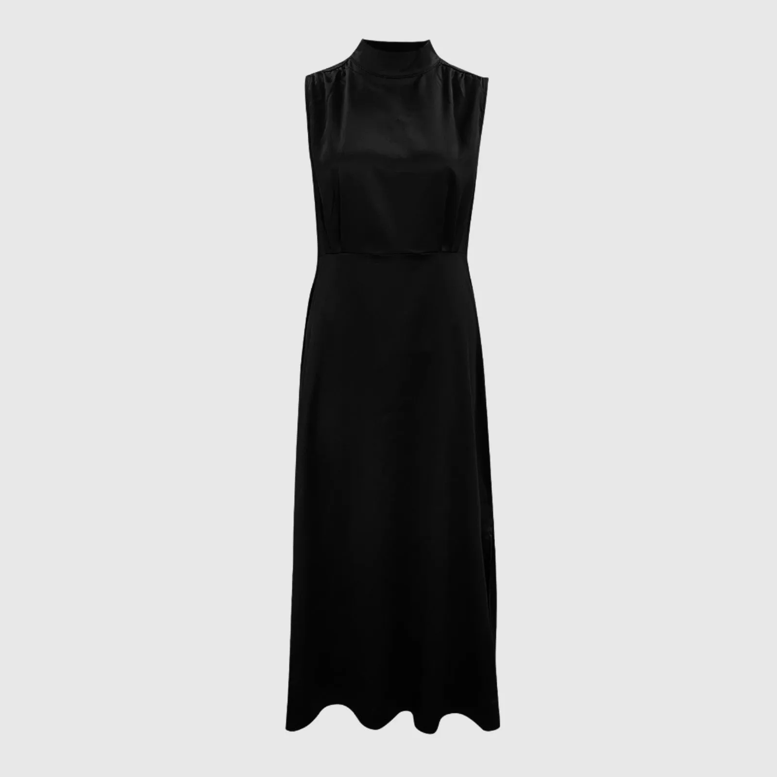 Women's Elegant Satin Stand Collar Long Dress