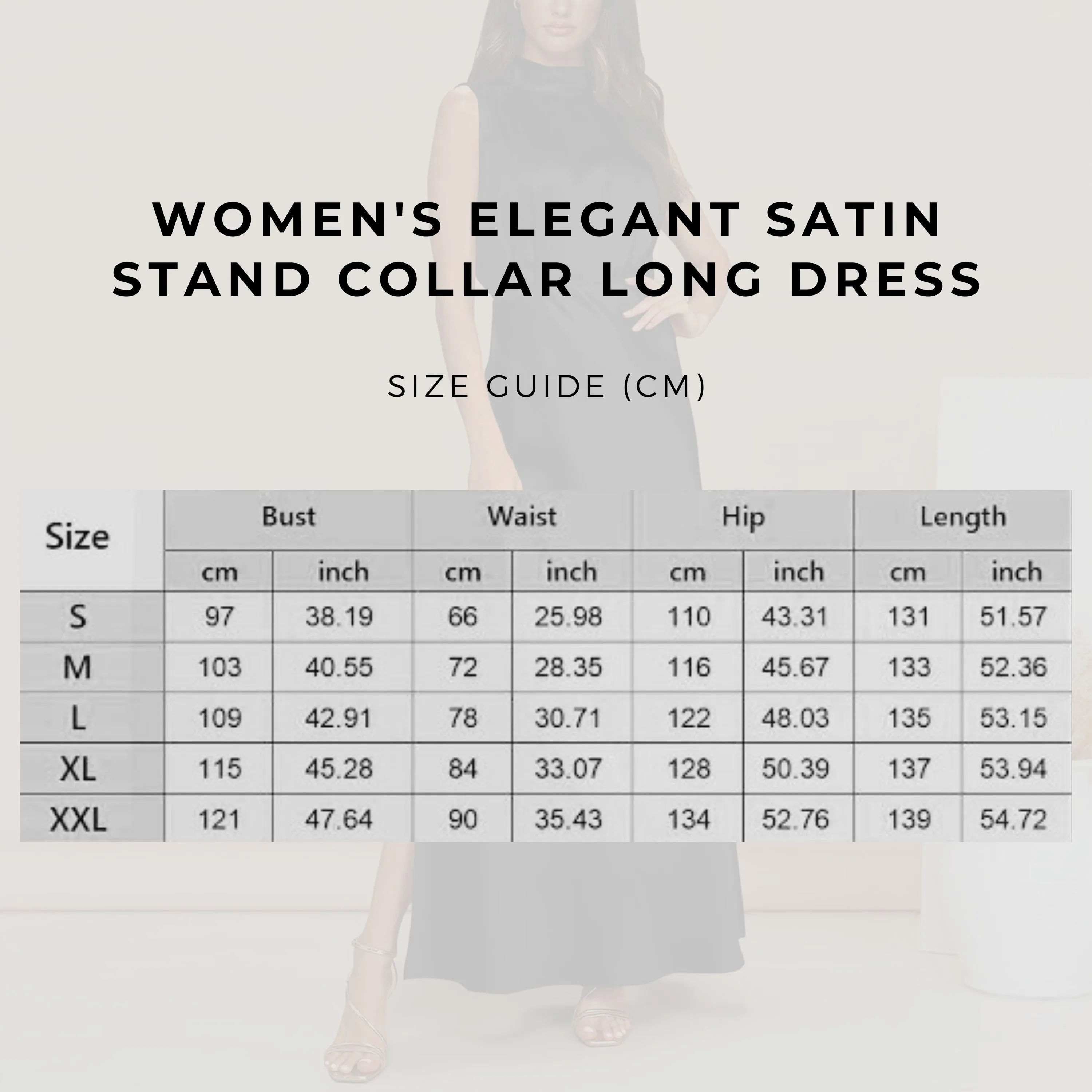 Women's Elegant Satin Stand Collar Long Dress