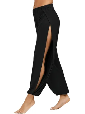 Women's Loose Sweatpants with Elastic Waist and Side Splits - SF1458