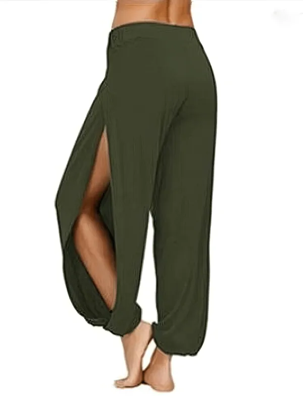 Women's Loose Sweatpants with Elastic Waist and Side Splits - SF1458