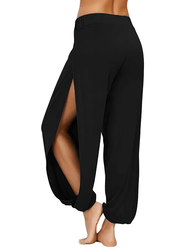 Women's Loose Sweatpants with Elastic Waist and Side Splits - SF1458